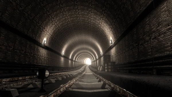 Realistiska gamla tunnelbanan metro tunnel — Stockfoto