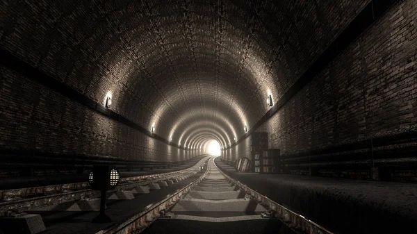 Realistic old subway metro tunnel — Stock Photo, Image