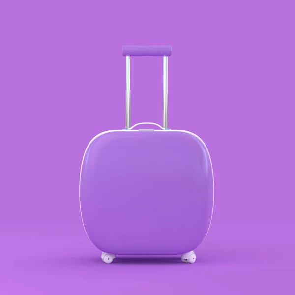 Warna ungu koper perjalanan diisolasi dengan tapak kliping dan moc — Stok Foto