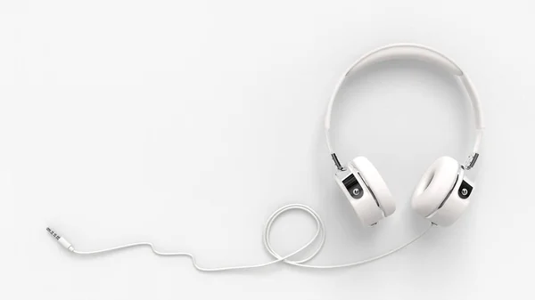 Headphone sobre papel fundo branco — Fotografia de Stock
