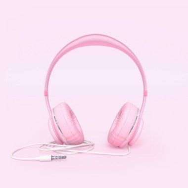 Kulaklık pembe renk minimal ve pastel konsepti