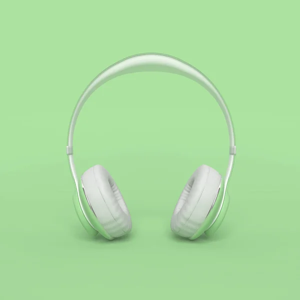 ヘッドフォン緑の色の最小限とパステルの概念 — ストック写真