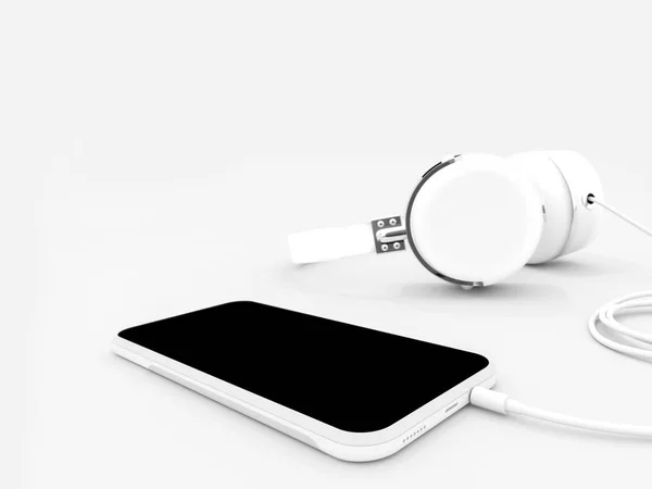 Telefone inteligente e fones de ouvido — Fotografia de Stock