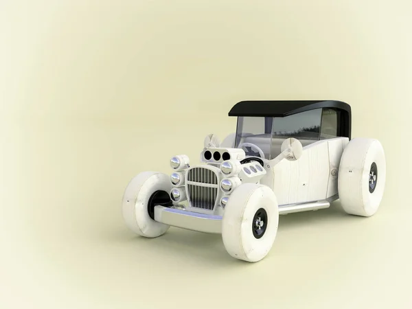 Vintage wooden toy car with clipping path — Stock Photo, Image