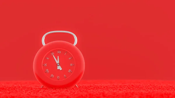 Nowoczesny zegar czerwony kolor na dywanie — Zdjęcie stockowe