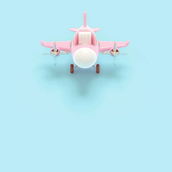 Flugzeug Spielzeug rosa Pastellfarbe minimales Konzept — Stockfoto