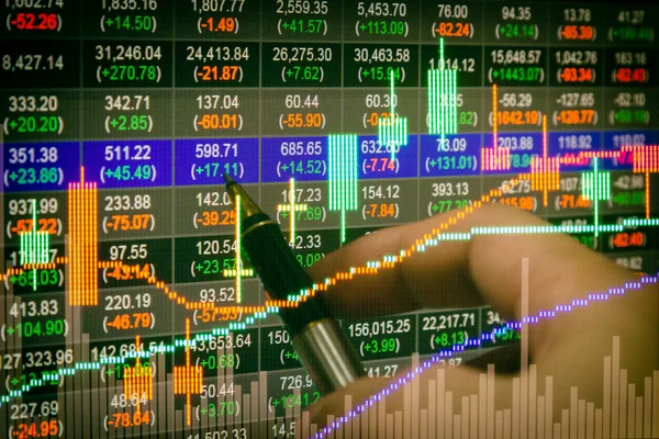 Diagram för aktiemarknaden data och finansiella med utsikt från Led — Stockfoto