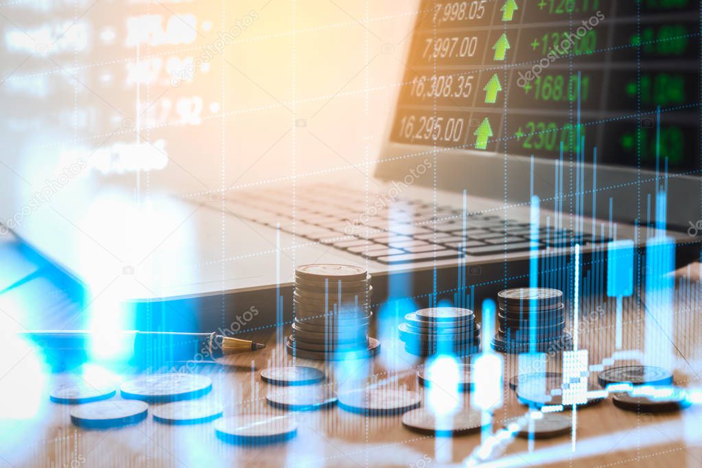 Graph of stock market data and financial with stock analysis ind