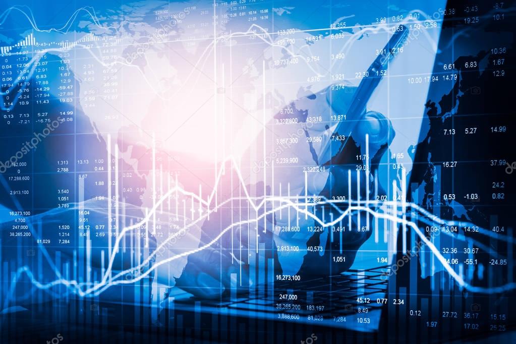 Stock market indicator and financial data view from LED. Double 