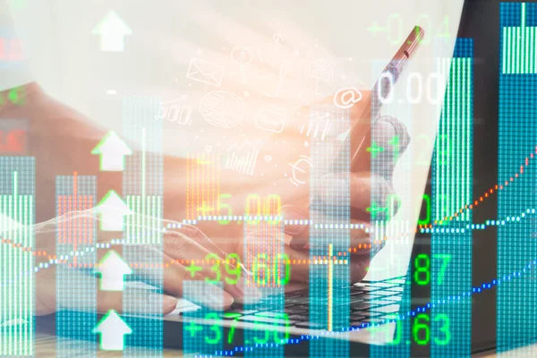 Indicador bursátil y vista de datos financieros de led. Doble. — Foto de Stock