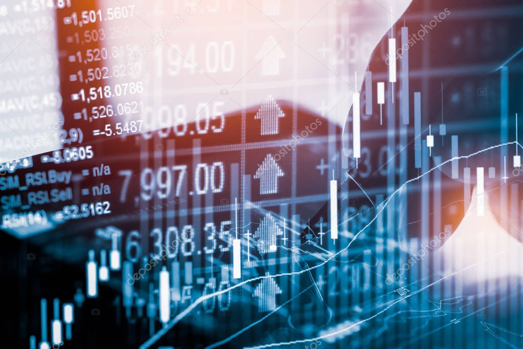 Stock market indicator and financial data view from LED. Double 