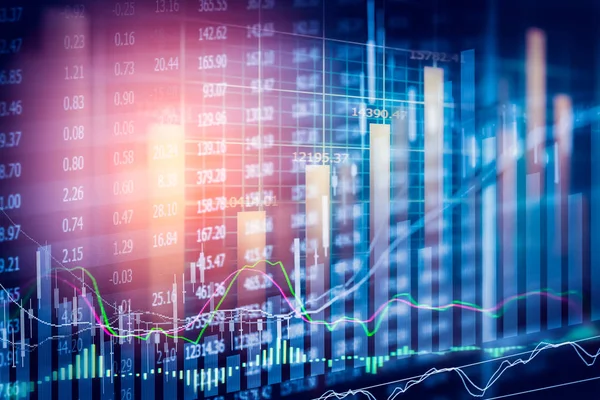 Indicador de mercado de ações e visualização de dados financeiros de LED. Duplo — Fotografia de Stock