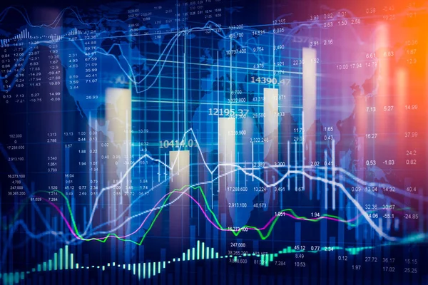 Indicador de mercado de ações e visualização de dados financeiros de LED. Duplo — Fotografia de Stock