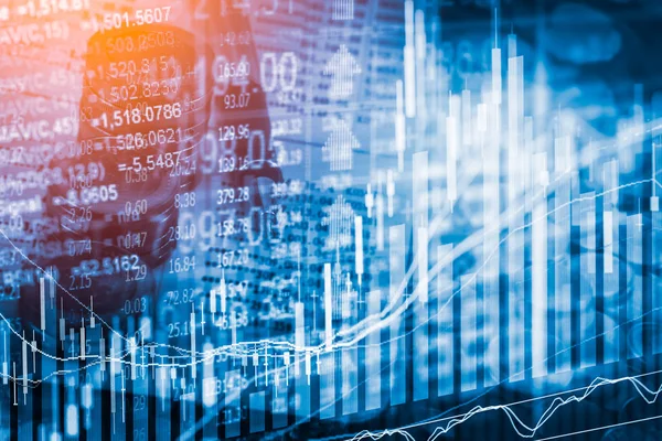 Indicador de mercado de ações e visualização de dados financeiros de LED. Duplo — Fotografia de Stock