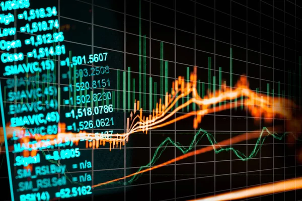 Indicateur boursier et vue des données financières de LED. Double — Photo