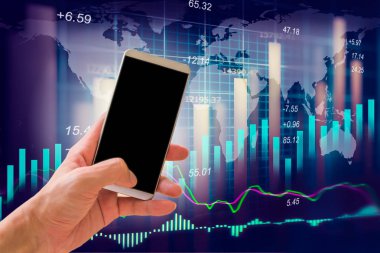 Elini tut borsa göstergesi ve mali da akıllı telefon