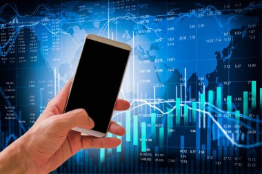 Elini tut borsa göstergesi ve mali da akıllı telefon