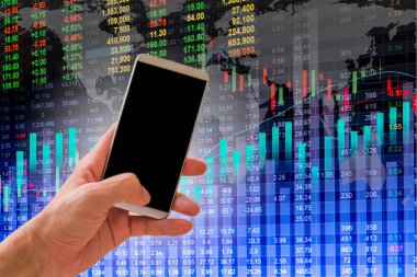 Elini tut borsa göstergesi ve mali da akıllı telefon