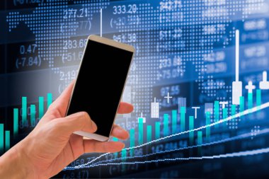 Elini tut borsa göstergesi ve mali da akıllı telefon