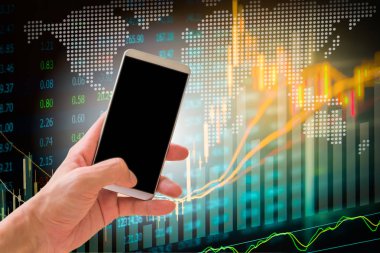 Elini tut borsa göstergesi ve mali da akıllı telefon