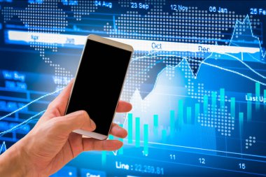 Elini tut borsa göstergesi ve mali da akıllı telefon