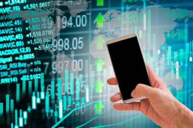 Elini tut borsa göstergesi ve mali da akıllı telefon