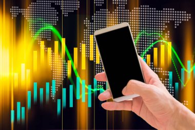 Elini tut borsa göstergesi ve mali da akıllı telefon