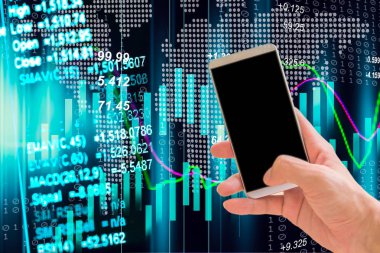 Elini tut borsa göstergesi ve mali da akıllı telefon