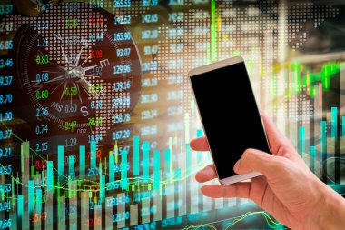 Elini tut borsa göstergesi ve mali da akıllı telefon