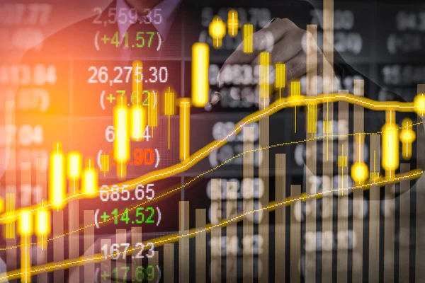 İş adamı dijital borsa finansal gösterge backgro üzerinde