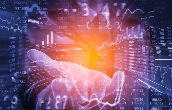 İş adamı dijital borsa finansal gösterge backgro üzerinde