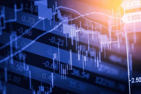 Indicador bursátil y vista de datos financieros de led. Doble. — Foto de Stock