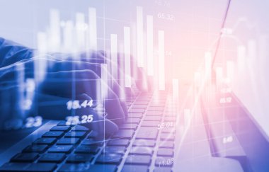 İş adamı dijital borsa finansal gösterge backgro üzerinde