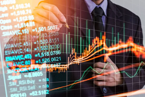 Finansal borsa üzerinde çift pozlama iş adamı. Hisse senedi 