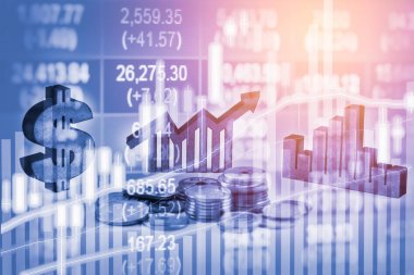 Çift pozlama iş dekorda hisse senedi finansal büyüme. De-luks kategori