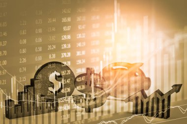 Çift pozlama iş dekorda hisse senedi finansal büyüme. De-luks kategori