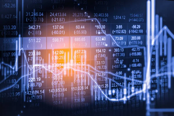 Index graph of stock market financial indicator analysis on LED.