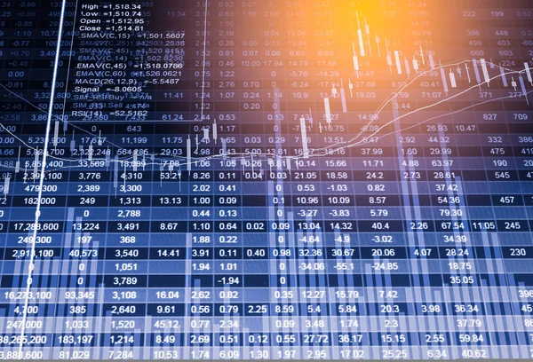 Index Diagram över aktiemarknaden finansiella indikatorn analys på Led. — Stockfoto