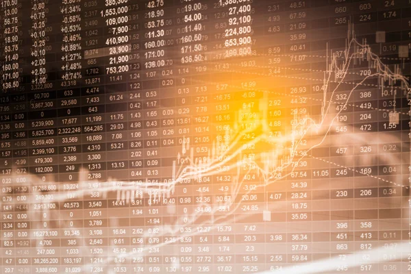 Index graph of stock market financial indicator analysis on LED.