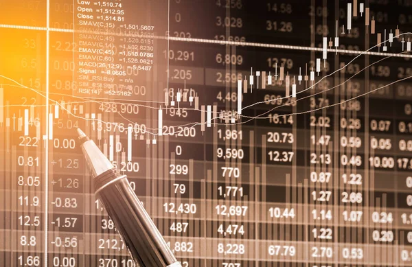 Index Diagram över aktiemarknaden finansiella indikatorn analys på Led. — Stockfoto