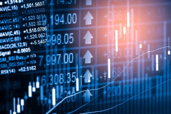 Index Diagram över aktiemarknaden finansiella indikatorn analys på Led. — Stockfoto