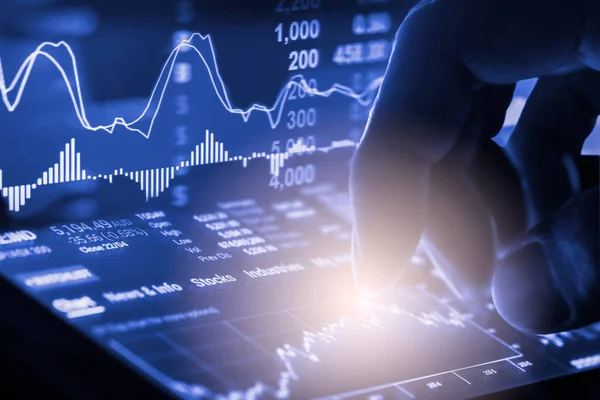 Index Diagram över aktiemarknaden finansiella indikatorn analys på Led. — Stockfoto