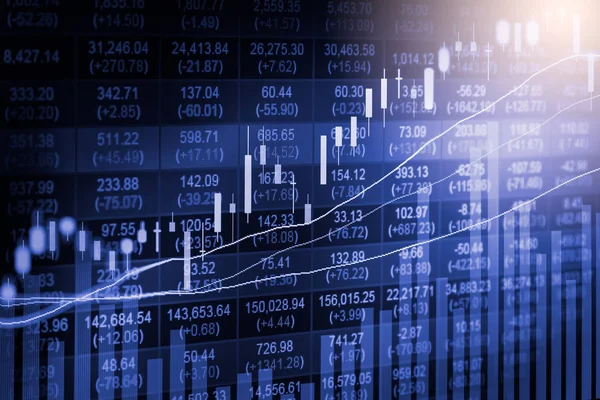 Index graph of stock market financial indicator analysis on LED. — Stock Photo, Image