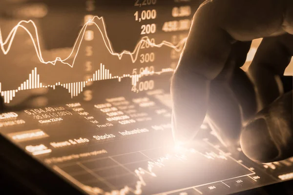 Index Diagram över aktiemarknaden finansiella indikatorn analys på Led. — Stockfoto