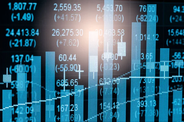 Indexdiagramm der Analyse der Finanzindikatoren am Aktienmarkt auf led. — Stockfoto