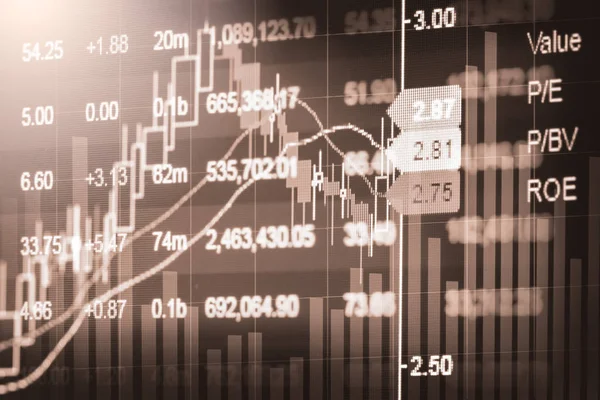 Δείκτης γράφημα χρηματιστηριακή αγορά χρηματοοικονομικών δεικτών ανάλυσης των οδηγήσεων. — Φωτογραφία Αρχείου