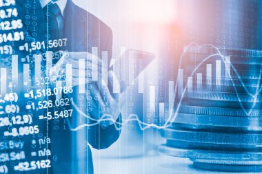 İş adamı borsa finansal ticaret göstergesi adam üzerinde