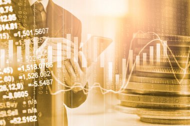 İş adamı borsa finansal ticaret göstergesi adam üzerinde