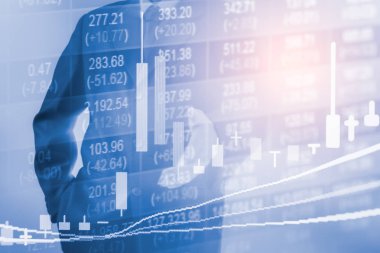 İş adamı borsa finansal ticaret göstergesi adam üzerinde