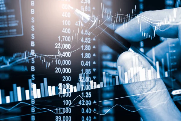 Index Diagram över aktiemarknaden finansiella indikatorn analys på Led. — Stockfoto